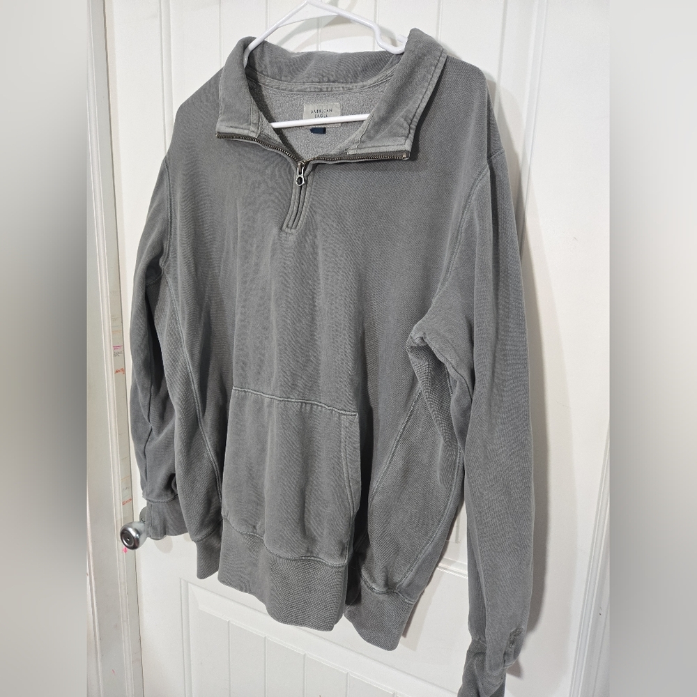 American Eagle Super Soft Quarter Zip Pullover | Men’s Medium Tall | Gray